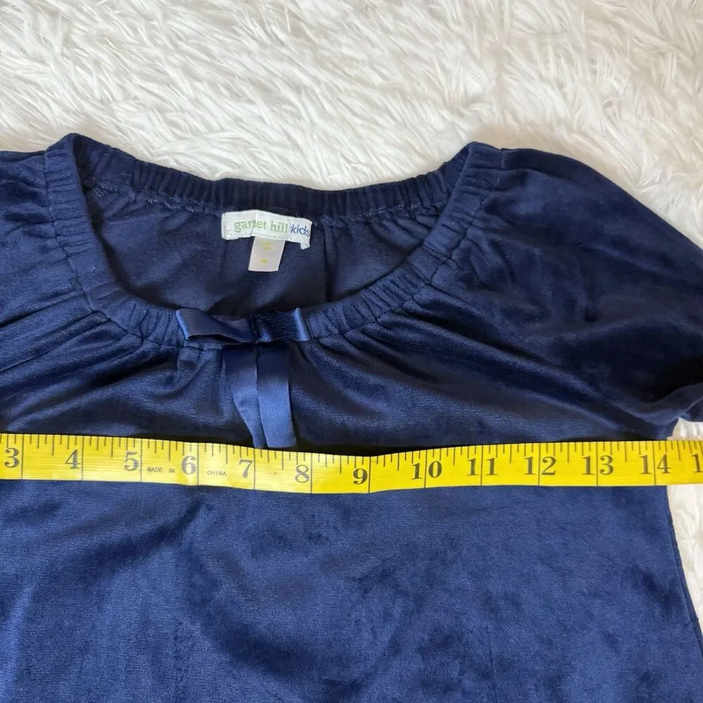 Garnet Hill Kids Navy Blue Velour Dress Size 6T Holiday Christmas Party Church